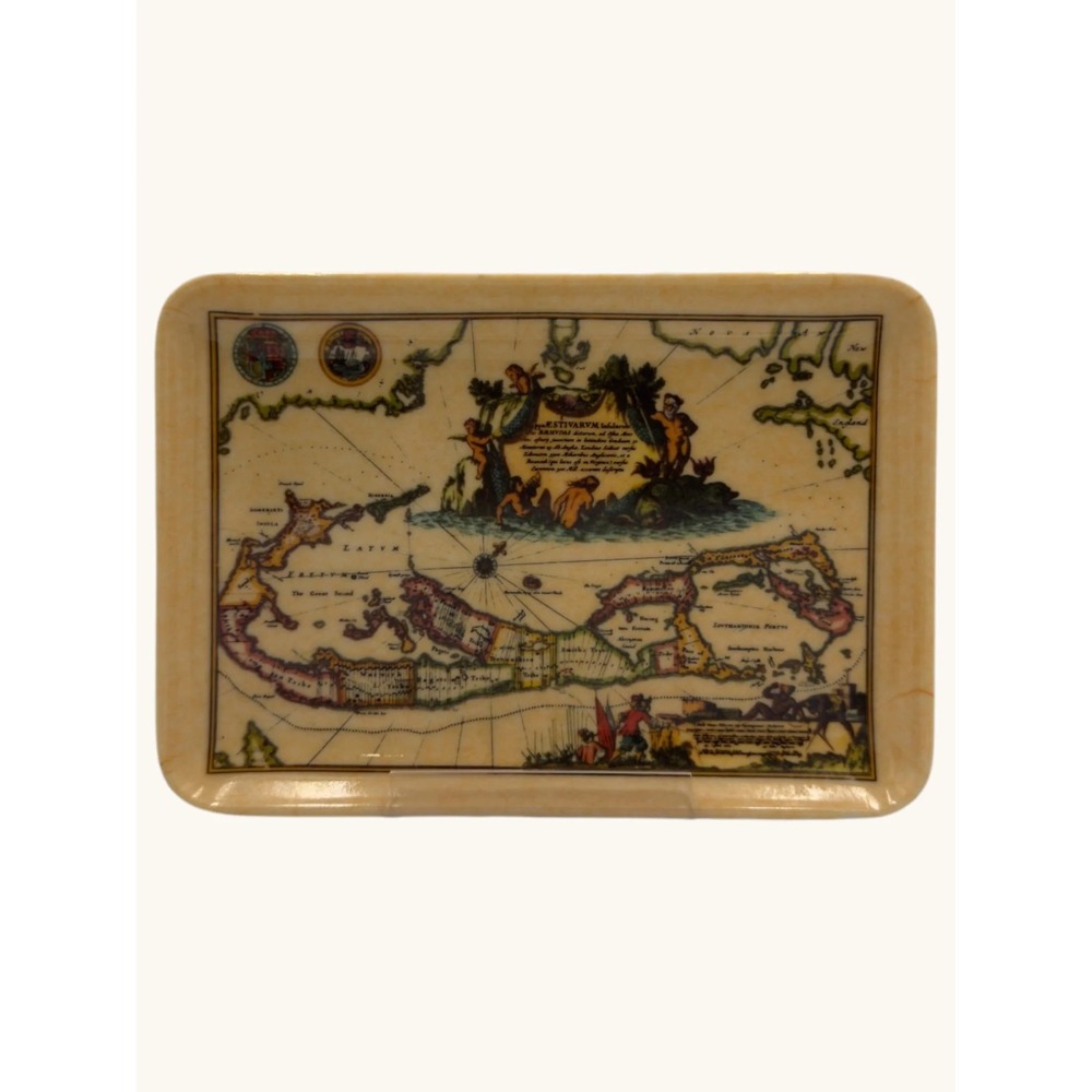 Vintage Mebel Italy Bermuda Map Melamine Tray P 67 Rectangular Trinket Dish